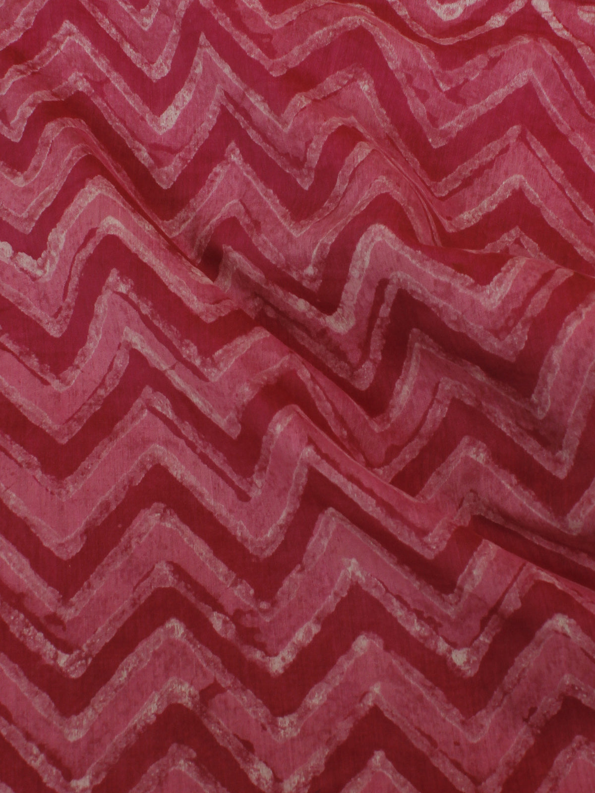 Dark Pink Red White Hand Block Printed Chanderi Silk Fabric Per Meter - F0916199
