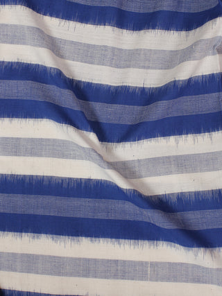 Royal Blue Ivory Grey Pochampally Hand Weaved Double Ikat Fabric Per Meter - F002F856
