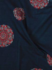 Indigo Maroon Ivory Ajrakh Block Printed Cotton Fabric Per Meter - F0916684
