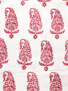 Beige Brick Red Bagh Printed Cotton Fabric Per Meter - F005F1692
