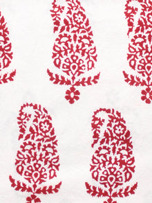 Beige Brick Red Bagh Printed Cotton Fabric Per Meter - F005F1692