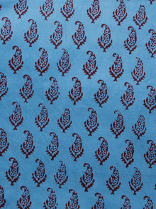 Blue Rust Brown Bagh Printed Cotton Fabric Per Meter - F005F1693