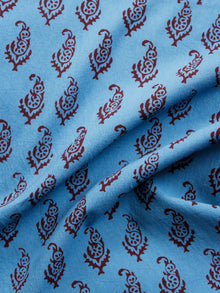 Blue Rust Brown Bagh Printed Cotton Fabric Per Meter - F005F1693