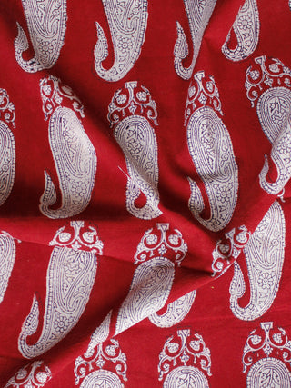 Red Black Beige Bagh Printed Cotton Fabric Per Meter - F005F1694