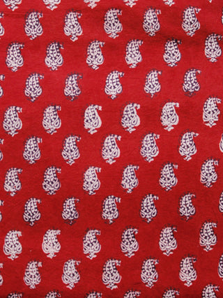 Red Black Beige Bagh Printed Cotton Fabric Per Meter - F005F1695