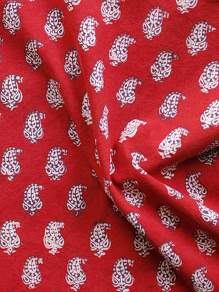 Red Black Beige Bagh Printed Cotton Fabric Per Meter - F005F1695