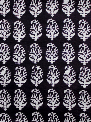 Black Ivory Bagh Printed Cotton Fabric Per Meter - F005F1697