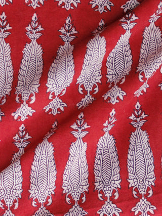 Red Black Beige Bagh Printed Cotton Fabric Per Meter - F005F1698