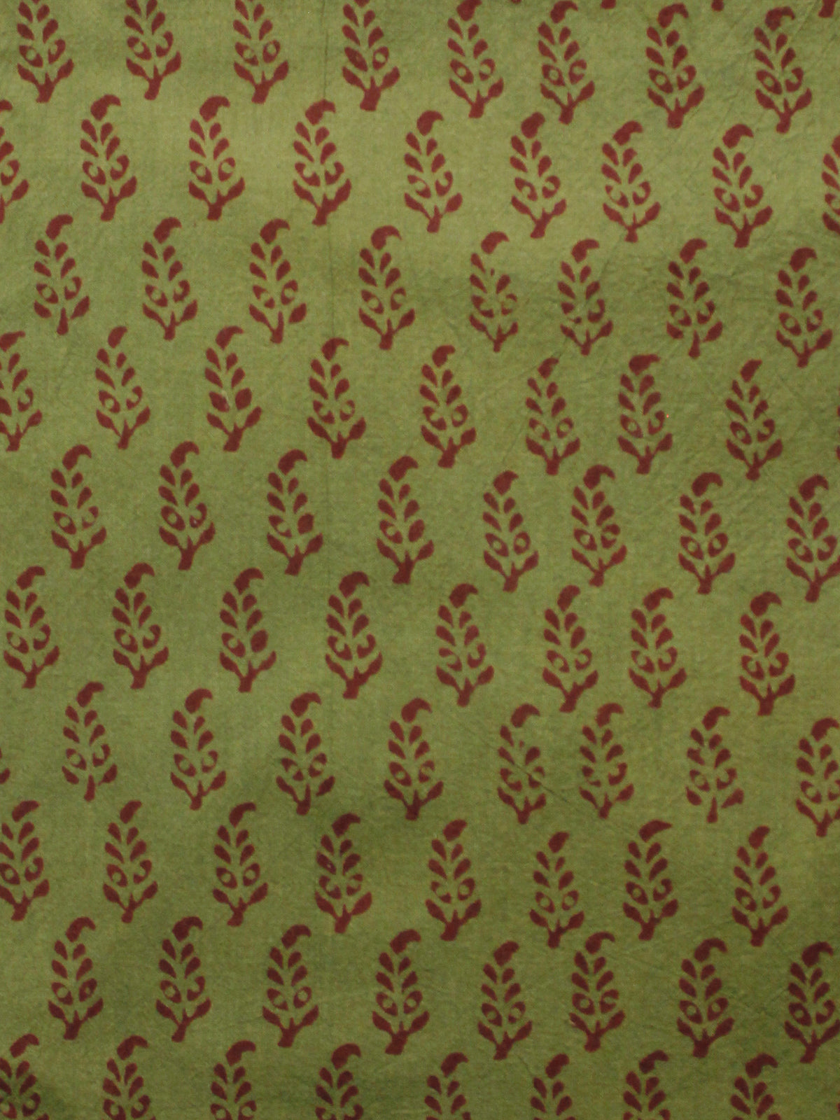 Pickle Green Maroon Bagh Printed Cotton Fabric Per Meter - F005F1699