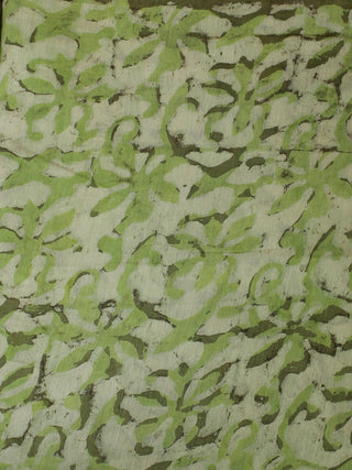 Green Ivory Hand Block Printed Chanderi Silk Fabric Per Meter - F0916198