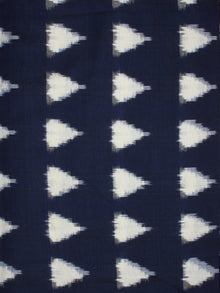 Navy Blue White Hand Woven Double Ikat Handloom Cotton Fabric Per Meter - F002F2217