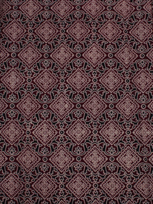 Maroon Ivory Black Ajrakh Block Printed Cotton Fabric Per Meter - F0916685