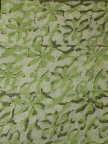 Green Ivory Hand Block Printed Chanderi Silk Fabric Per Meter - F0916198