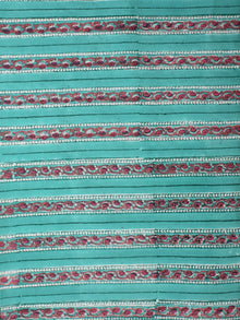 Sea Green Coral White Hand Block Printed Cotton Fabric Per Meter - F001F2278