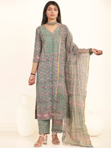 Jashn Meena Set Of Kurta Pants Kota Doria Dupatta