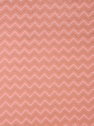 Peach White Golden Hand Block Printed Cotton Fabric Per Meter - F001F2293