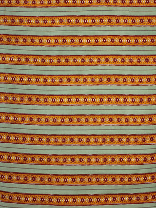 Sage Green Mustard Maroon Block Printed Cotton Fabric Per Meter - F001F2252
