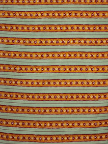 Sage Green Mustard Maroon Block Printed Cotton Fabric Per Meter - F001F2252