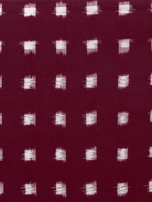 Maroon White Hand Woven Double Ikat Handloom Cotton Fabric Per Meter - F002F1566