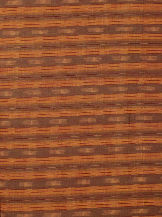 Rust Brown Ivory Pochampally Hand Weaved Ikat Fabric Per Meter - F002F857