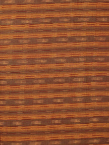 Rust Brown Ivory Pochampally Hand Weaved Ikat Fabric Per Meter - F002F857