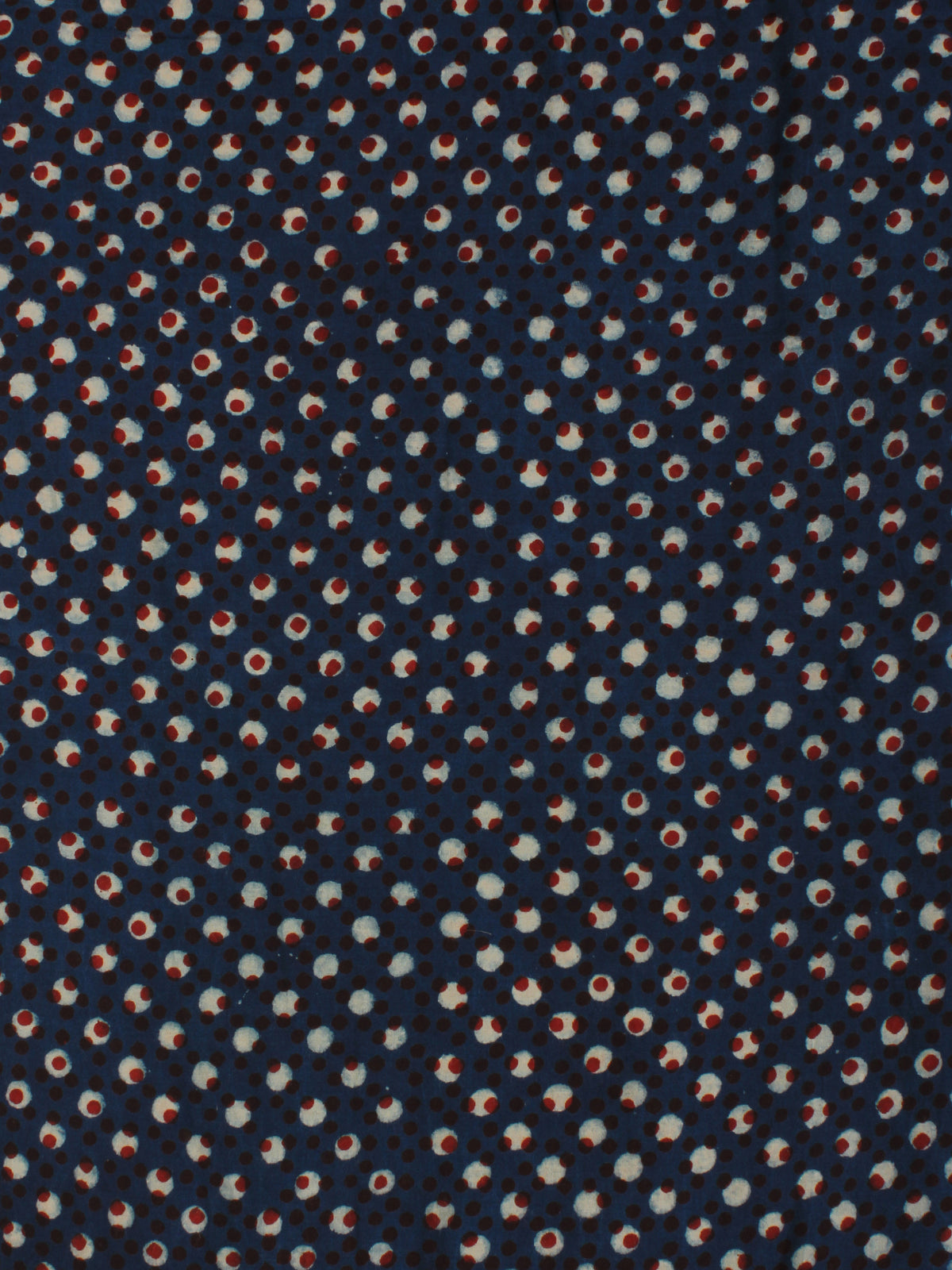 Indigo Ivory Red Hand Block Printed Modal Cotton Fabric Per Meter - F001F2138
