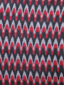 Black Red Grey Pochampally Hand Weaved Ikat Mercerised  Fabric Per Meter - F002F1414