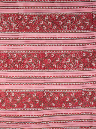 Pink Red White Hand Block Printed Cotton Fabric Per Meter - F001F2353