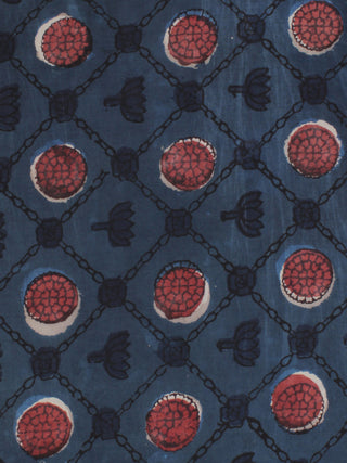 Indigo Ivory Rustic Hand Block Printed Cotton Fabric Per Meter - F001F2065