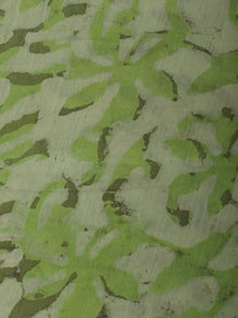 Green Ivory Hand Block Printed Chanderi Silk Fabric Per Meter - F0916198