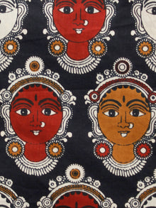 Black Maroon Ivory Brown KalamKari Hand Block Printed Cotton Fabric Per Meter - F001F1491