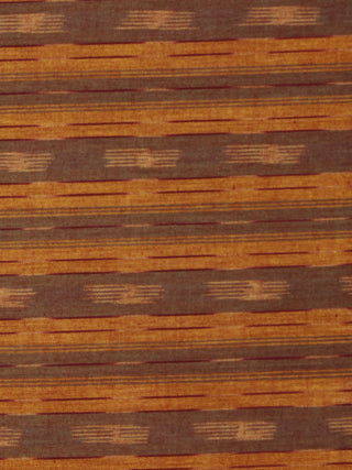 Rust Brown Ivory Pochampally Hand Weaved Ikat Fabric Per Meter - F002F857