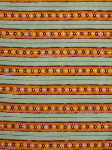 Sage Green Mustard Maroon Block Printed Cotton Fabric Per Meter - F001F2252