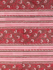 Pink Red White Hand Block Printed Cotton Fabric Per Meter - F001F2353