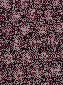 Maroon Ivory Black Ajrakh Block Printed Cotton Fabric Per Meter - F0916685