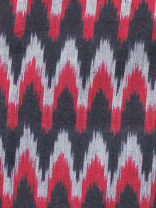 Black Red Grey Pochampally Hand Weaved Ikat Mercerised  Fabric Per Meter - F002F1414
