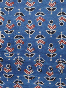 Indigo Red Black Ivory Ajrakh Printed Cotton Fabric Per Meter - F003F1517
