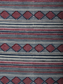 Indigo Maroon Ivory Ajrakh Block Printed Cotton Fabric Per Meter - F003F848