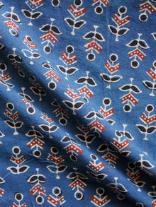 Indigo Red Black Ivory Ajrakh Printed Cotton Fabric Per Meter - F003F1517