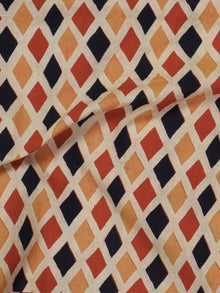 Red Orange Ivory Black Ivory Ajrakh Block Printed Cotton Fabric Per Meter - F003F624