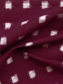 Maroon White Hand Woven Double Ikat Handloom Cotton Fabric Per Meter - F002F1566