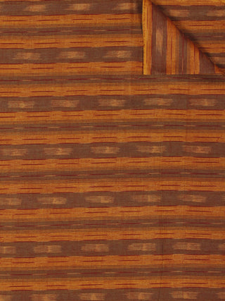 Rust Brown Ivory Pochampally Hand Weaved Ikat Fabric Per Meter - F002F857