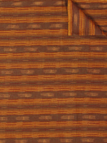 Rust Brown Ivory Pochampally Hand Weaved Ikat Fabric Per Meter - F002F857