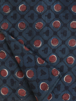 Indigo Ivory Rustic Hand Block Printed Cotton Fabric Per Meter - F001F2065