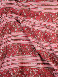 Pink Red White Hand Block Printed Cotton Fabric Per Meter - F001F2353