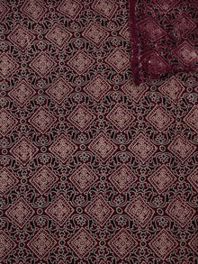 Maroon Ivory Black Ajrakh Block Printed Cotton Fabric Per Meter - F0916685