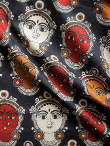 Black Maroon Ivory Brown KalamKari Hand Block Printed Cotton Fabric Per Meter - F001F1491