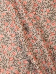 Tan Peach Green Block Printed Cotton Fabric Per Meter - F001F2388