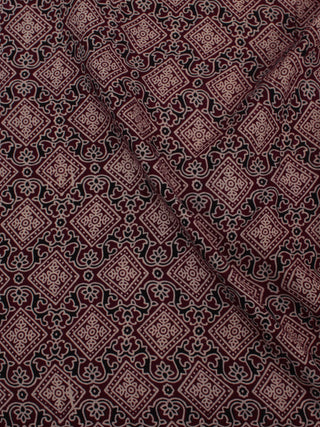Maroon Ivory Black Ajrakh Block Printed Cotton Fabric Per Meter - F0916685