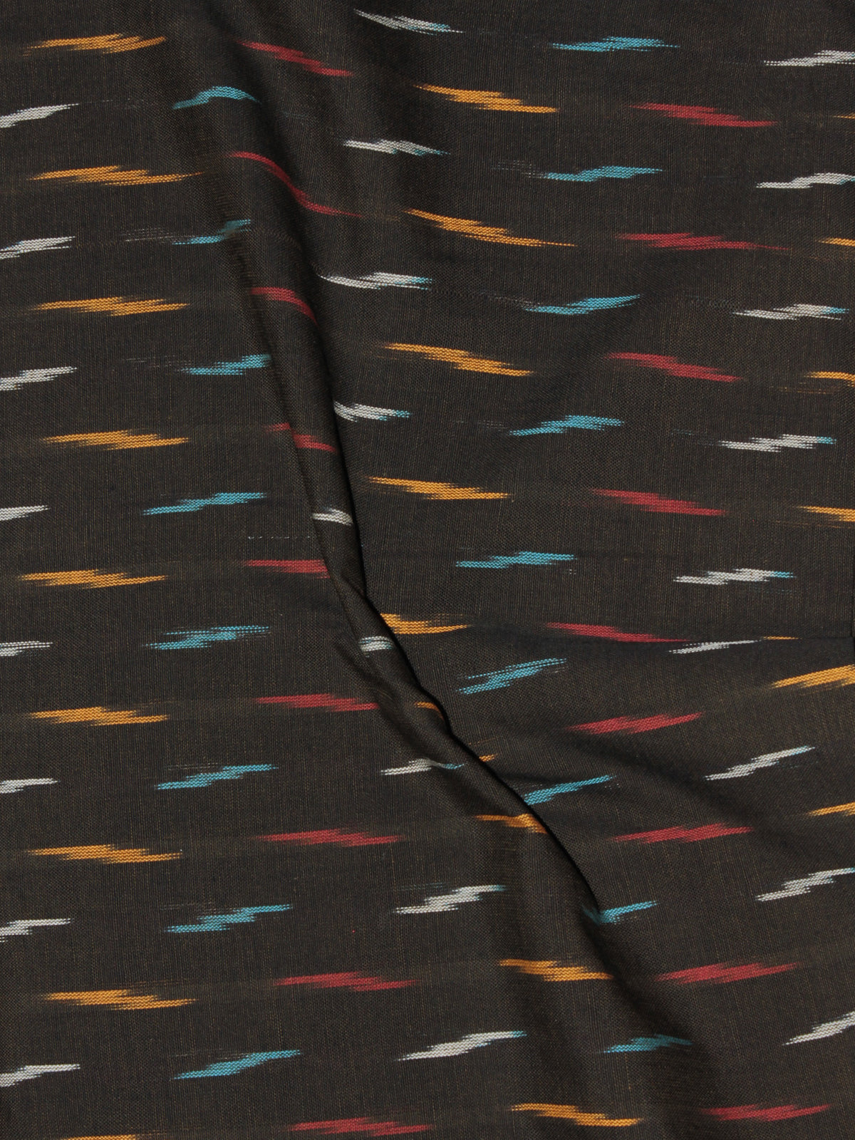 Black Multi Color Pochampally Hand Weaved Ikat Fabric Per Meter - F0916725